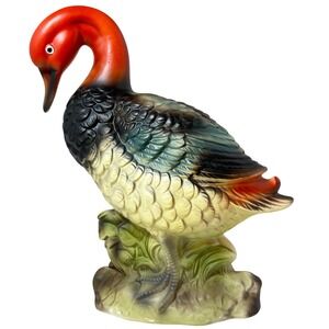 Duck Wales Redhead Ceramic Red Orange Black Green Japan Vintage